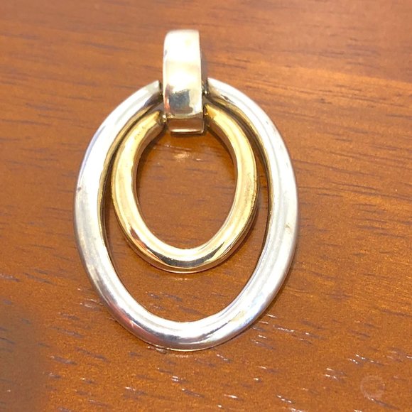 Vintage Two Tone Oval Pendant Pre-Owned. - Picture 1 of 14